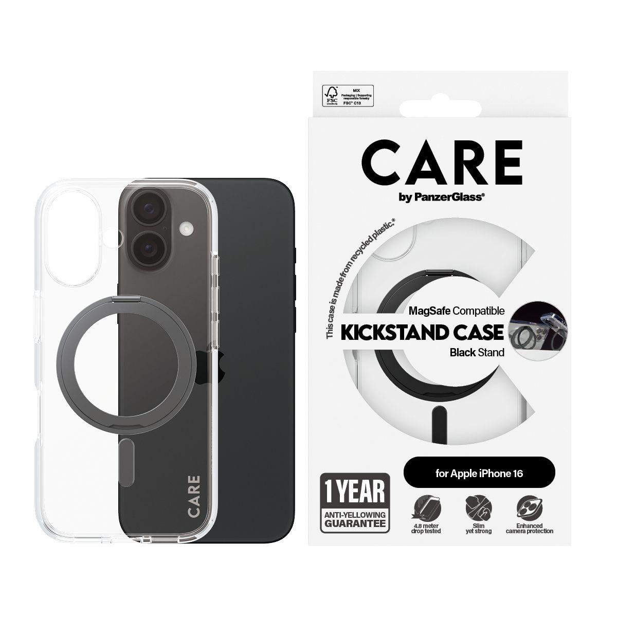 Capa PANZERGLASS CARE Case Feature Black Kickstand MagSAFE iPhone 16 (Apple iPhone 16 - Apple - Preto) — miniatura 2