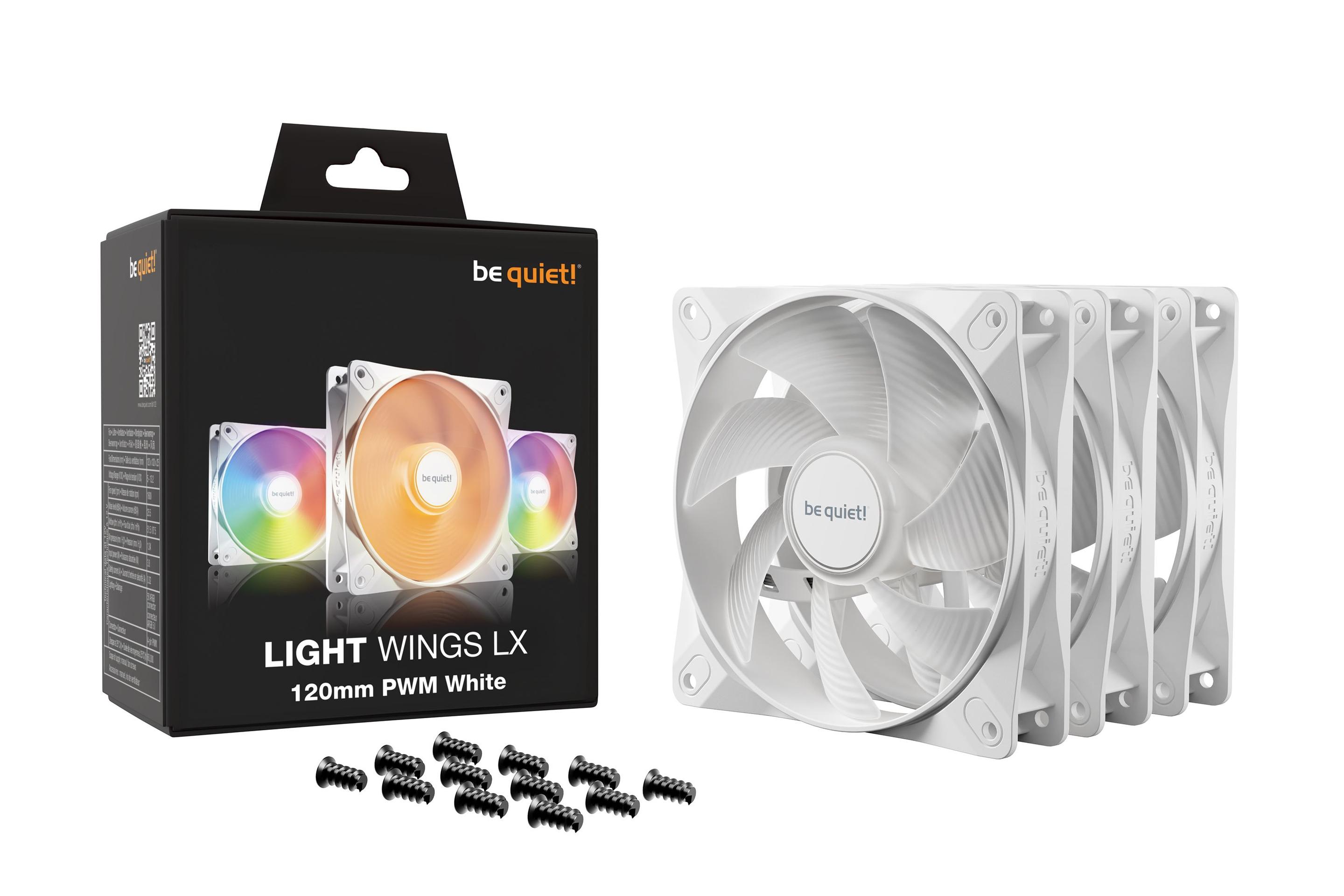 Conjunto de Ventoinhas para Caixa PC BE QUIET! Light Wings LX 120mm PWM (3,8 W - Branco), miniatura 5