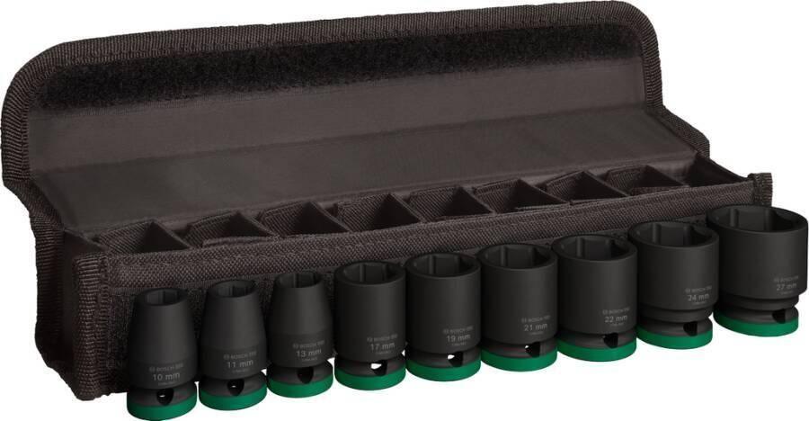 Conjunto de Soquetes de Impacto BOSCH PRO Impact (Encaixe 1/2" - 9 Peças - Preto)