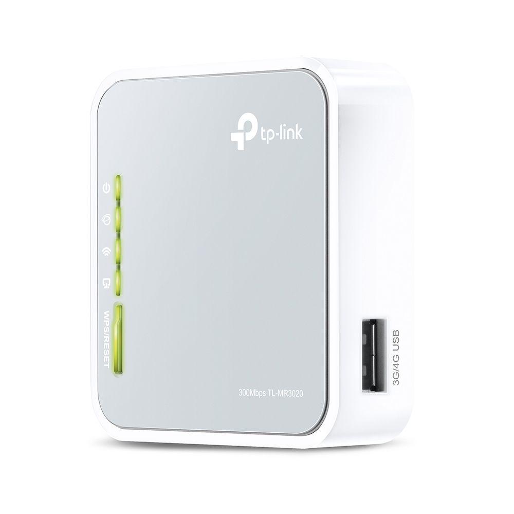 Router 3G/4G Portátil TP-LINK TL-MR3020 (Wi-Fi 4 - 300 Mbit/s - Banda única - Prateado e Branco)