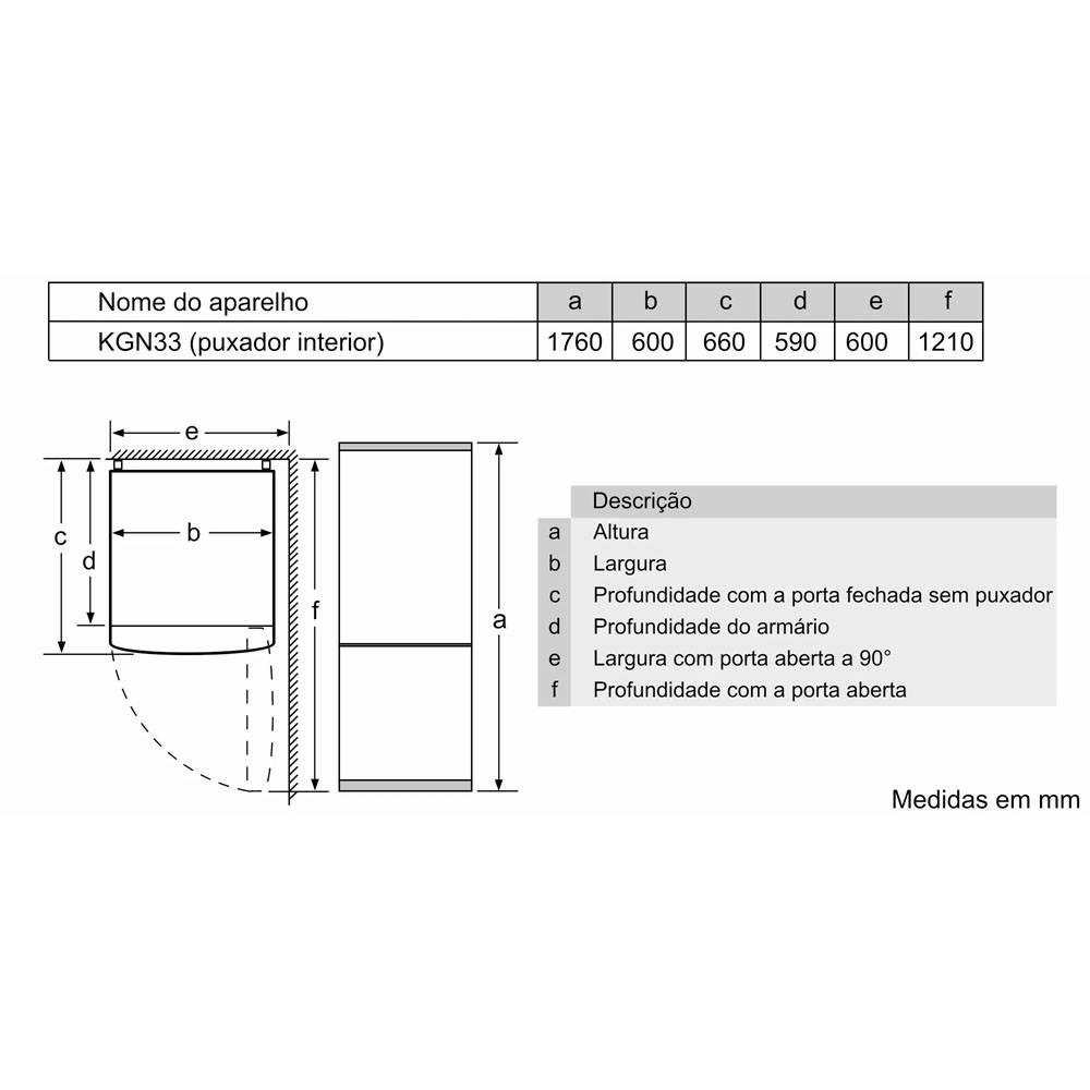 Frigorífico Combinado Independente BOSCH KGN33NWEB (282 L - 176x60x66 cm - 60 cm - Branco), miniatura 5