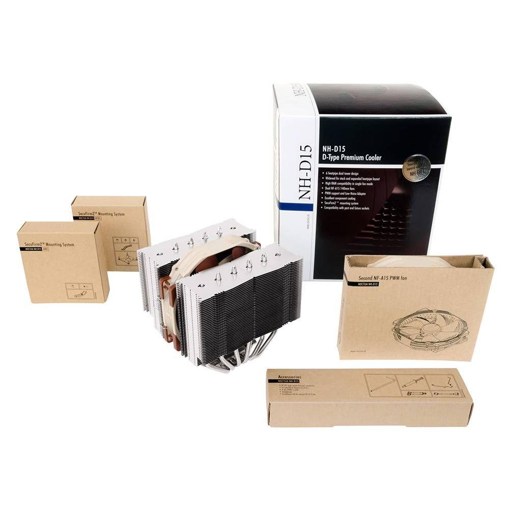 Dissipador para CPU NOCTUA NH-D15 (Alumínio, Cobre, Níquel - 1,56 W - Castanho, Bege e Aço), miniatura 2