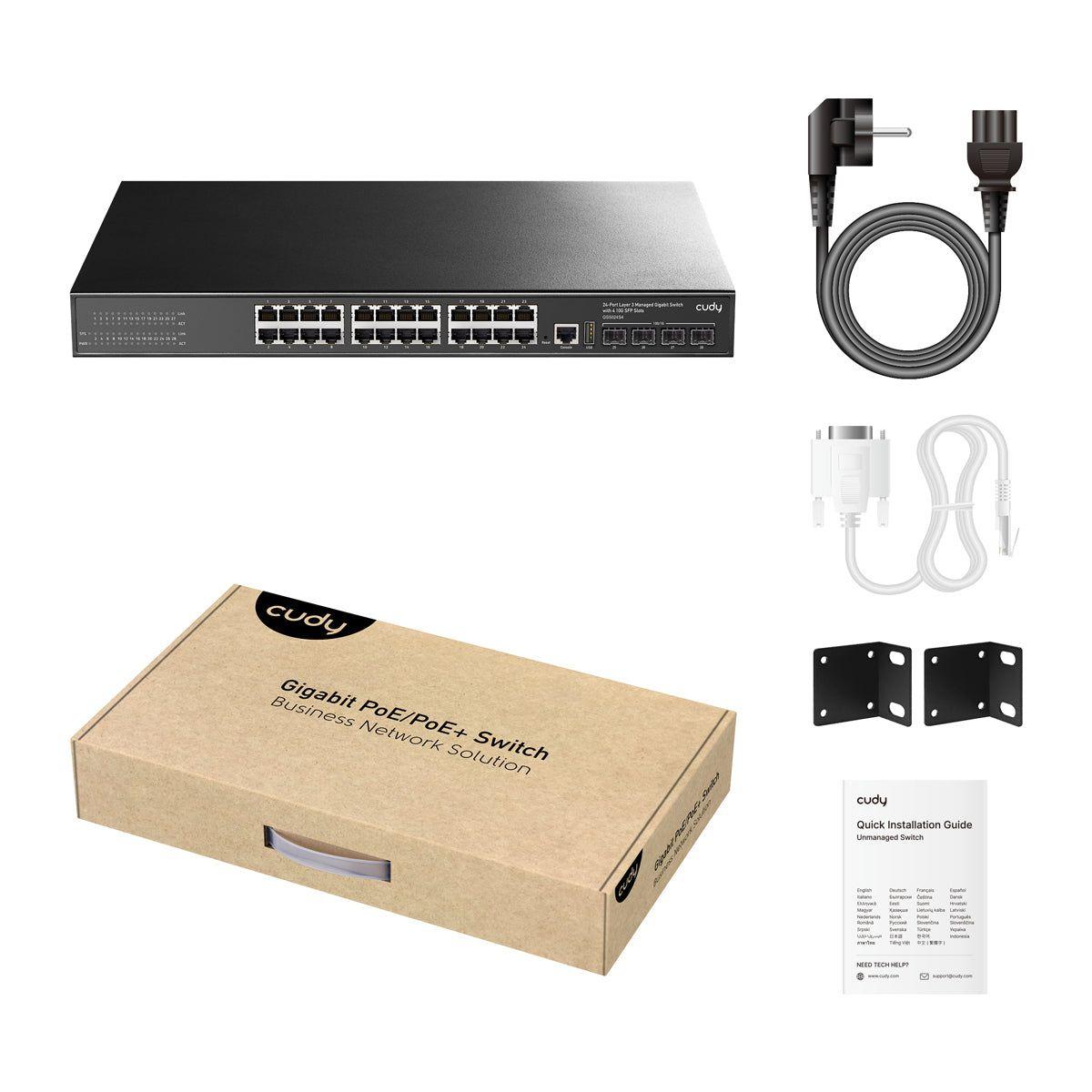 Switch Gerido L3 CUDY GS5024S4 (Gigabit Ethernet - 1,5 MB - 128 Gbit/s - Preto), miniatura 3