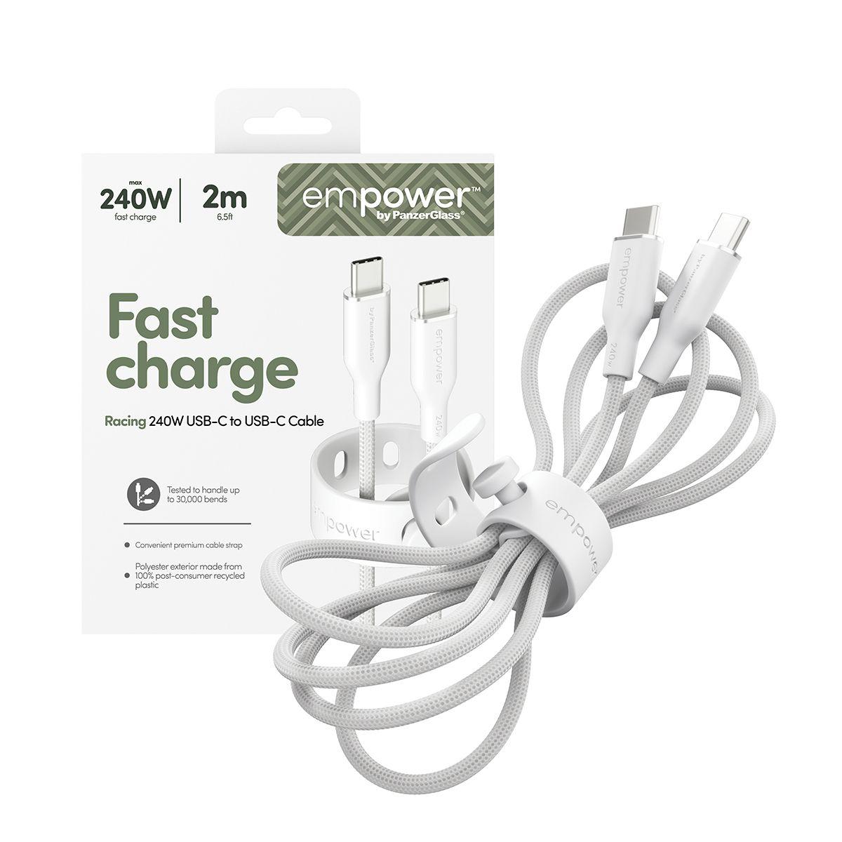 Cabo USB-C para USB-C PANZERGLASS Racing (2 m - USB-C - Branco) — miniatura 5