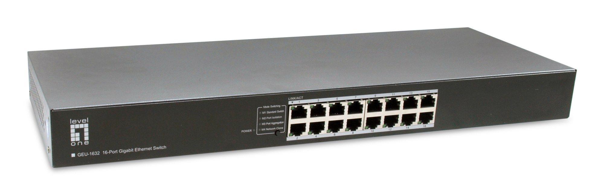 Switch de Rede LEVEL ONE GEU-1632 (RJ-45 Gigabit Ethernet - 10/100/1000 Mbit/s - 4,1 MB - Cinzento), miniatura 2