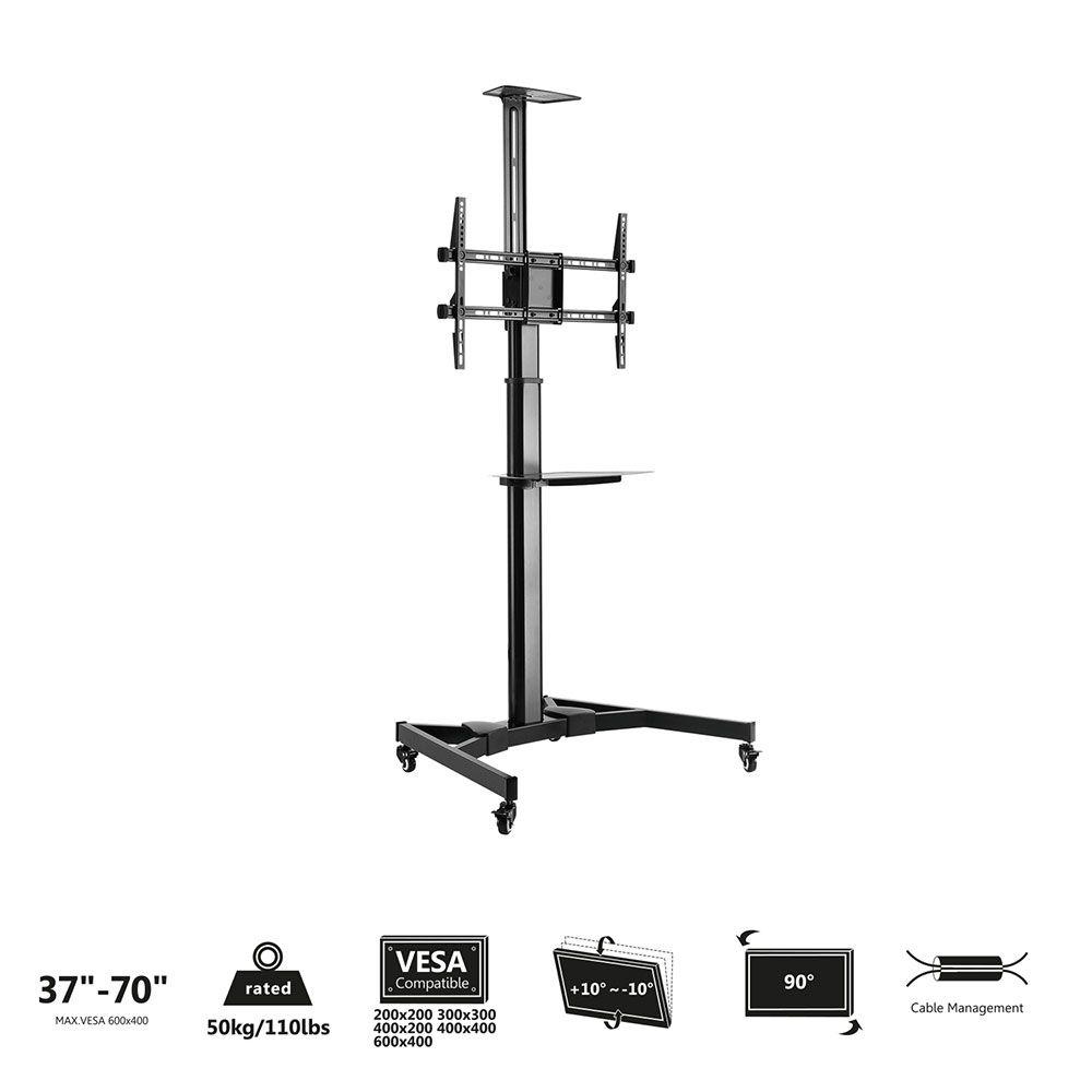 Suporte Móvel de Chão para TV EWENT EW1540 (37"–70" - 50 kg - Preto), miniatura 2