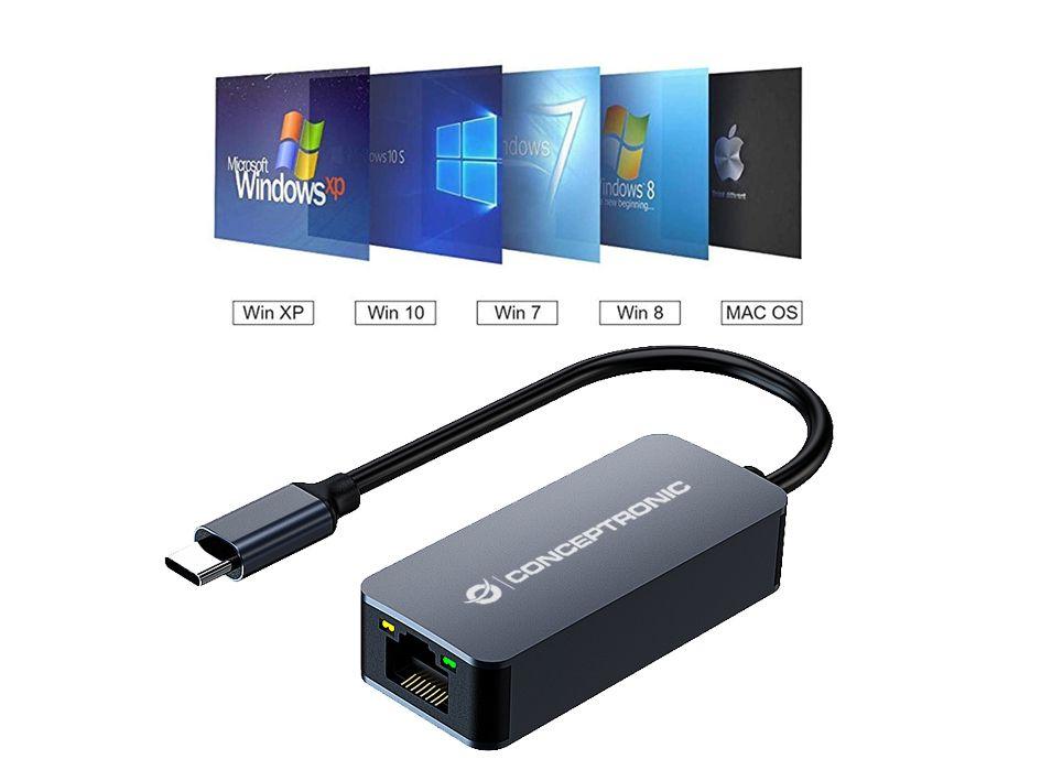 Adaptador de Rede USB-C CONCEPTRONIC ABBY12GC (1 porta RJ-45 - Ethernet - USB Type-C - Cinzento), miniatura 4