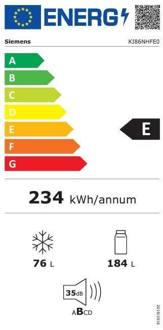 Frigorífico Combinado de Encastre SIEMENS KI86NHFE0 (260 l - 177,2x54,1x54,8 cm - 177 cm - Branco), miniatura 2