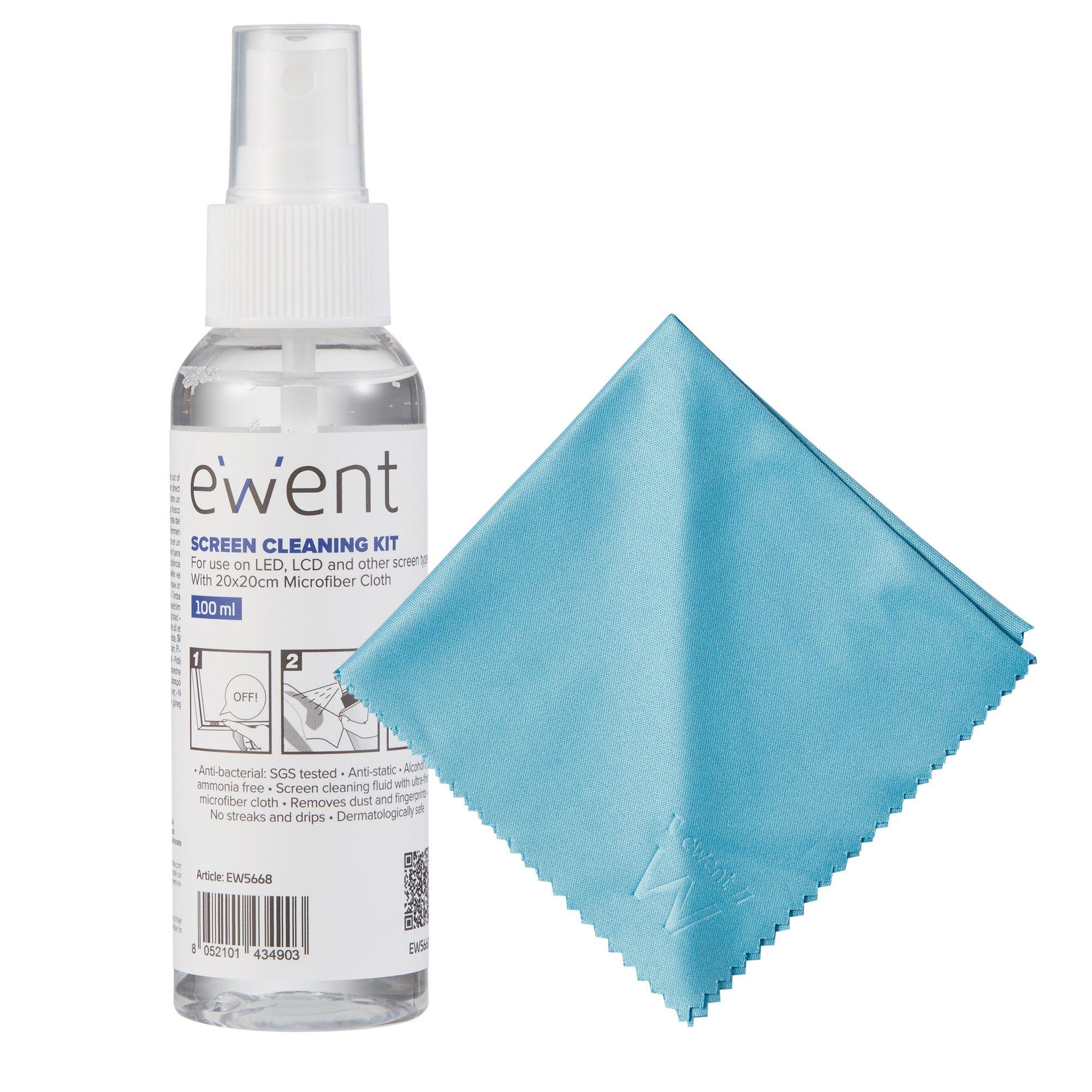 Kit de Limpeza de Ecrãs EWENT EW5668 (Ecrãs/Plásticos, Universal - Azul e Branco)