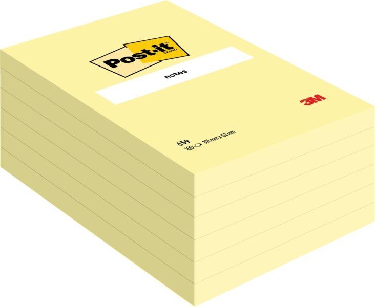 Bloco de Notas Adesivas POST-IT 659 (102 x 152 mm - Amarelo Claro)