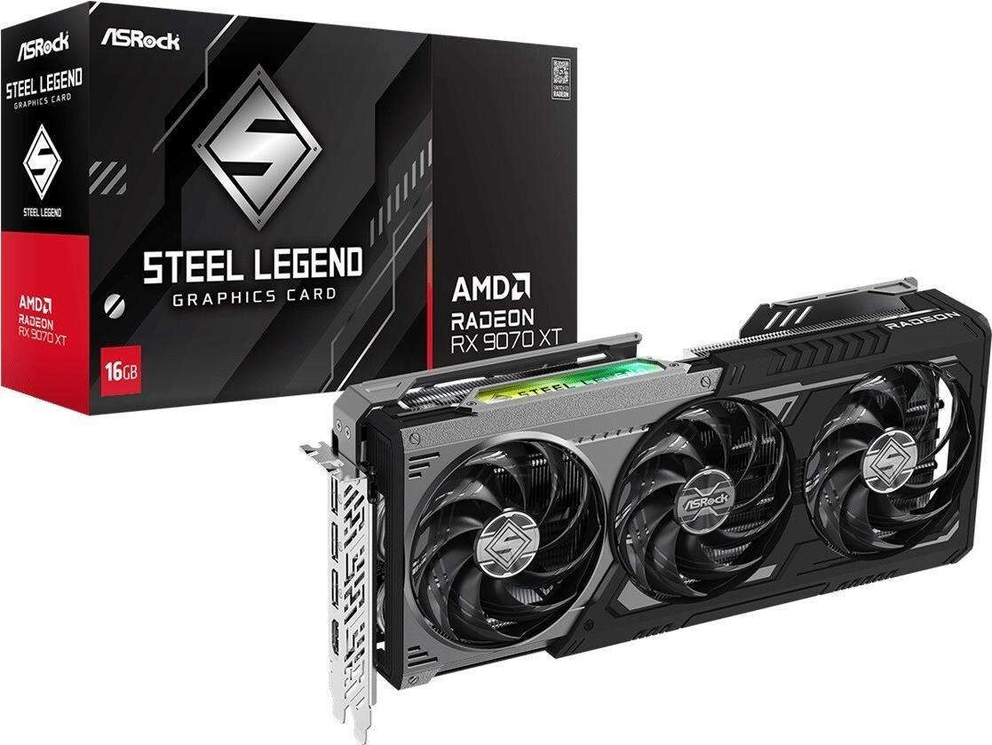 Placa Gráfica ASROCK Radeon RX 9070 XT Steel Legend Dark (Radeon RX 9070 XT - 16 GB - GDDR6 - Multicor)