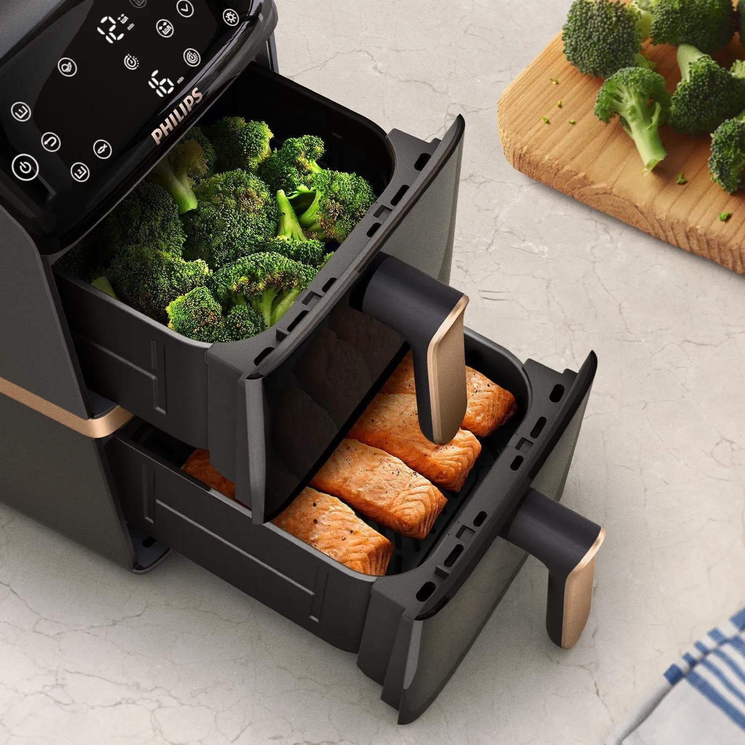 Fritadeira a Ar Quente PHILIPS 4000 Series Dual Stack NA462/70 (2750 W - 200 °C - 40 °C - Preto) — miniatura 2