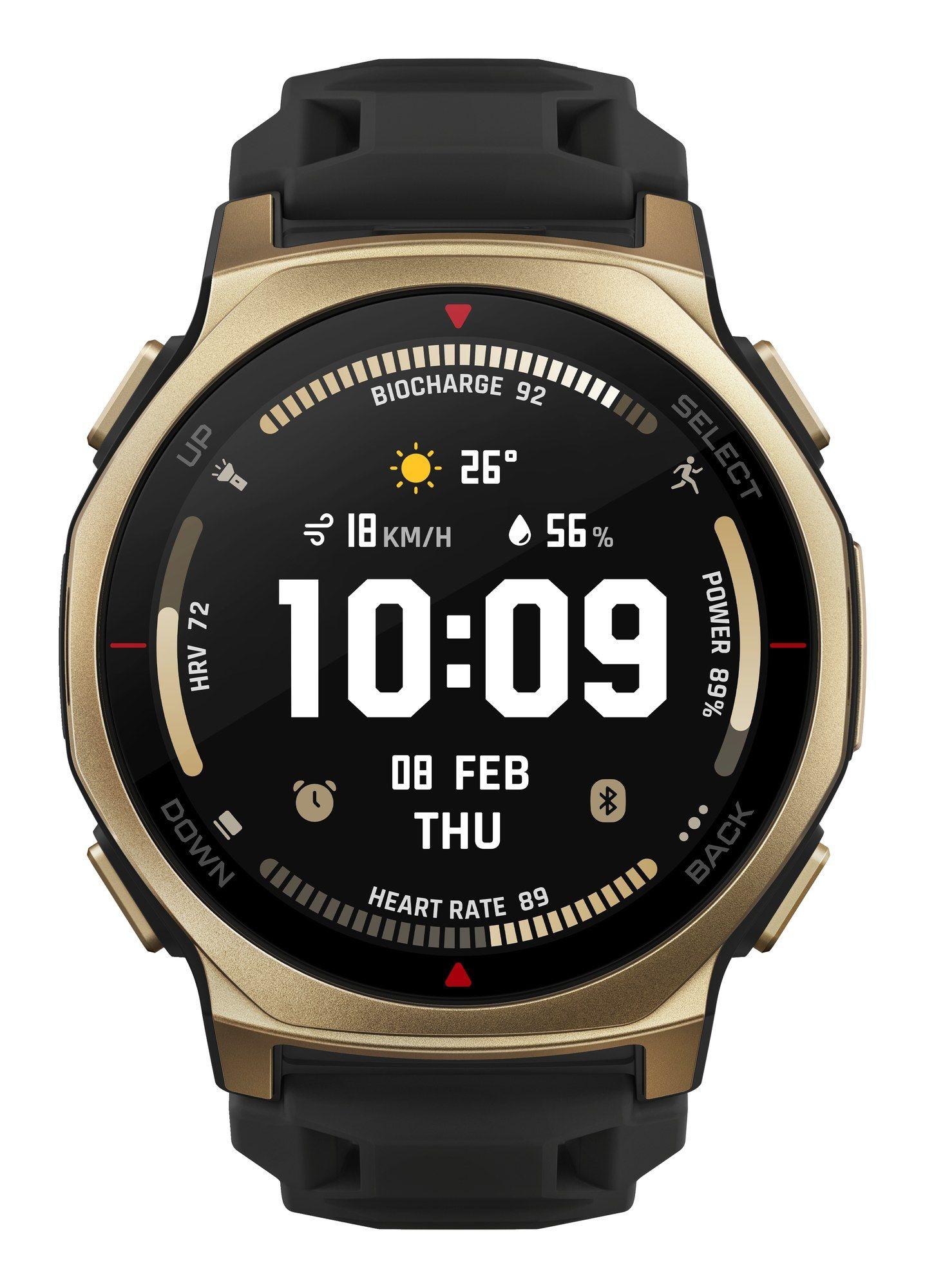 Smartwatch AMAZFIT T-Rex 3 Pro (44 mm - AMOLED 1,32" - GPS - 10 ATM - Preto e Dourado)