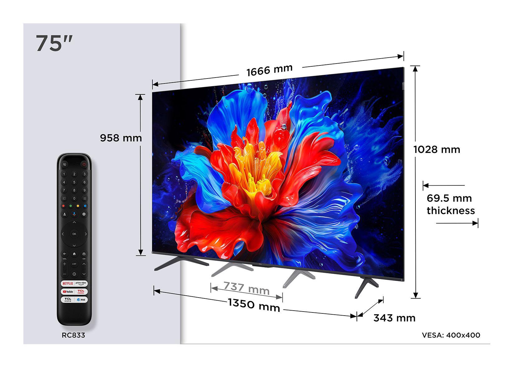 Televisão TCL TV 75P8K (QLED - 4K Ultra HD - 3840 x 2160 pixels - Metálico), miniatura 2