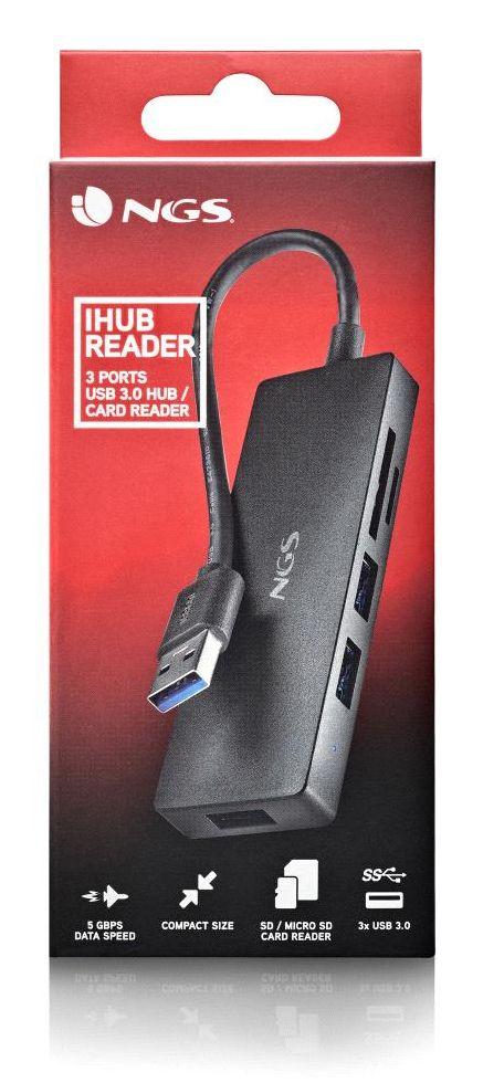 Hub USB NGS IHUB Reader (0,19 m - USB 3.2 Gen 1 Type-A - Preto), miniatura 6