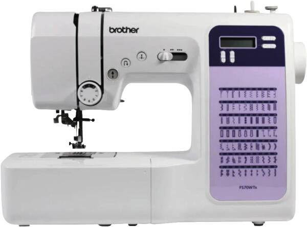Máquina de Costura Automática BROTHER FS70WTX (Altura 31 cm - Branco e Roxo)