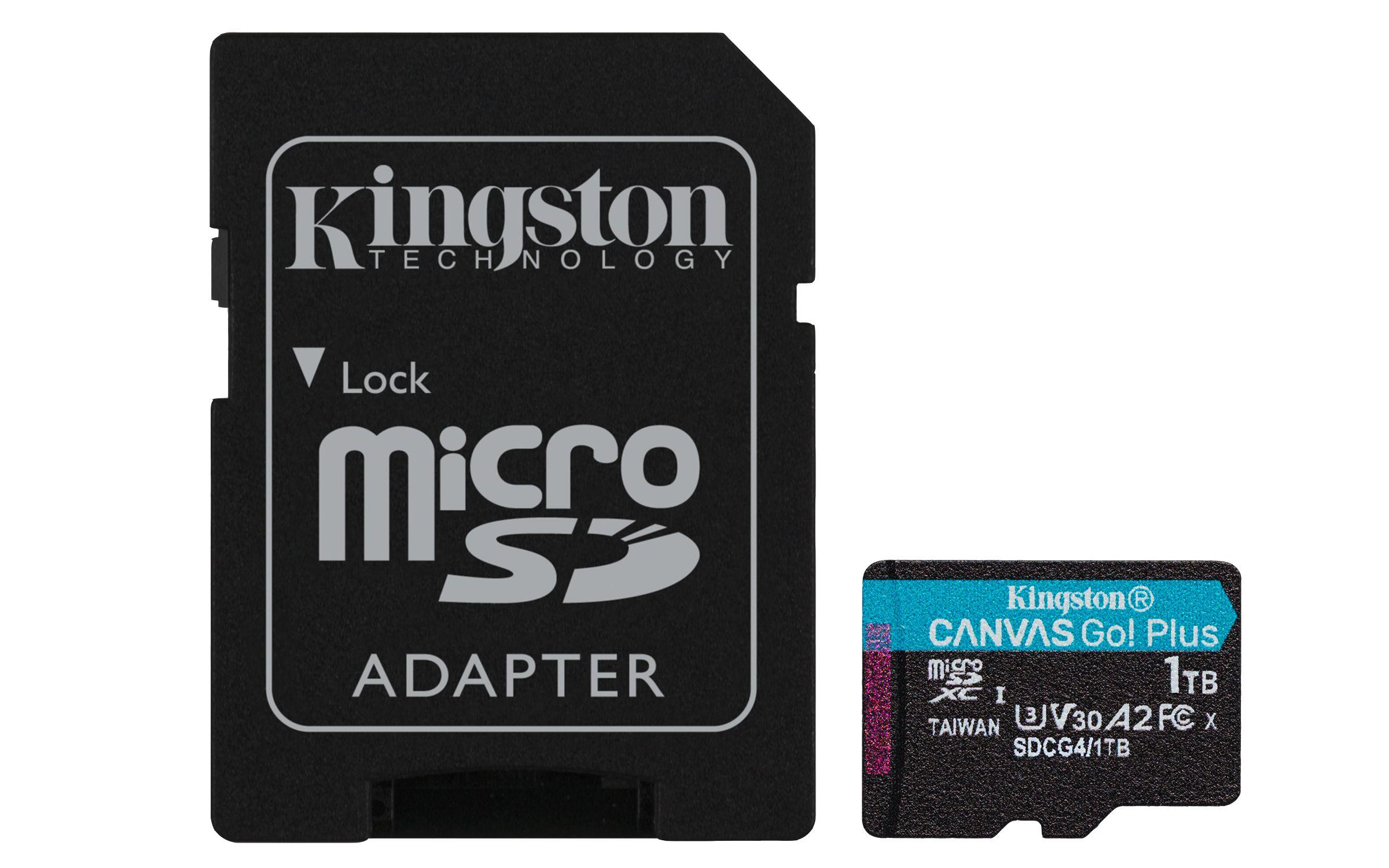 Cartão de Memória KINGSTON Canvas Go! Plus SDCG4/1TB (1TB - Classe 10 - Até 200 MB/s - Preto e Turquesa)