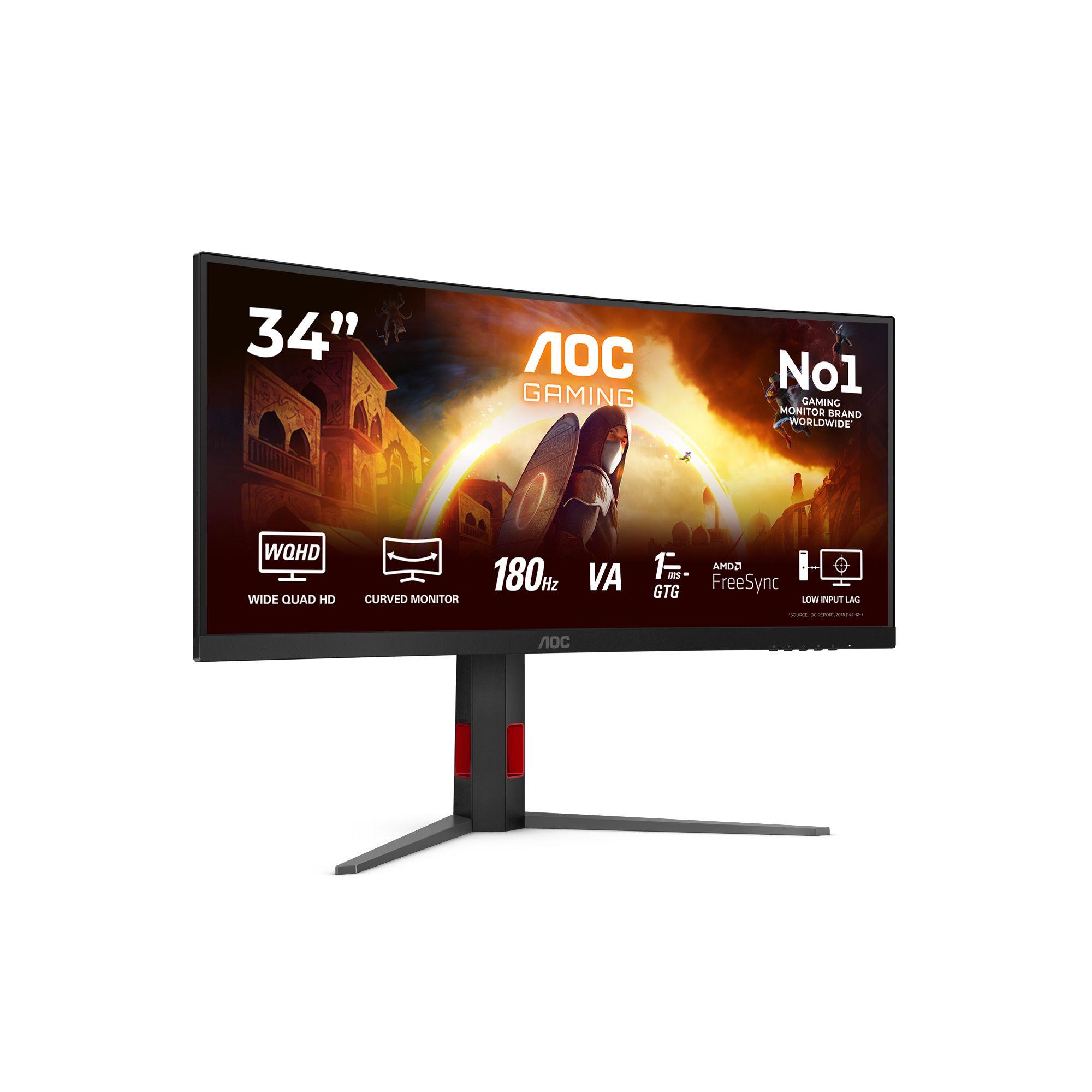 Monitor AOC CU34G4/69 (34" - Fast VA - 180 Hz - Preto/Vermelho) — miniatura 2