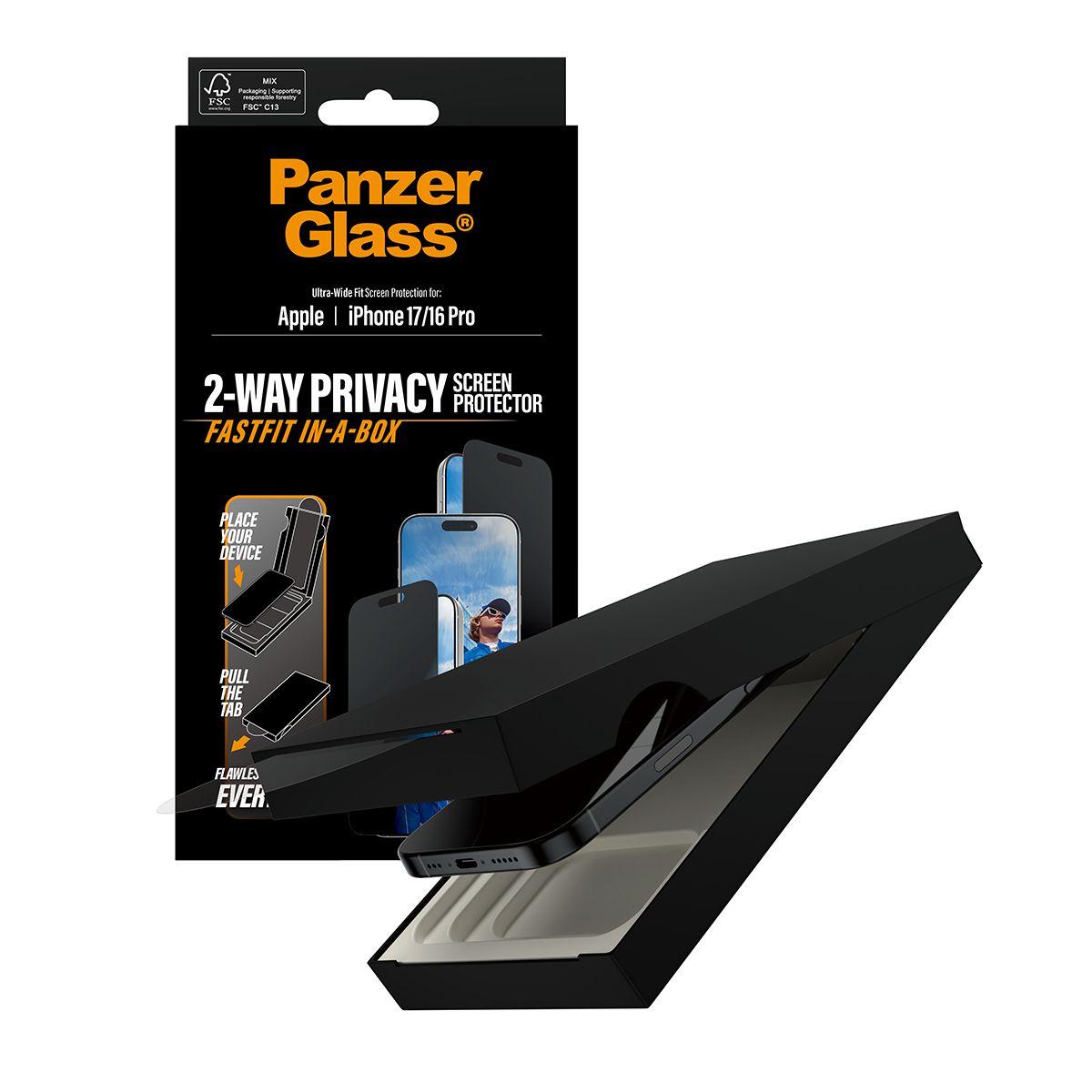 Película de Proteção de Ecrã PANZERGLASS Fastfit Privacy (Apple - Transparente) — miniatura 6