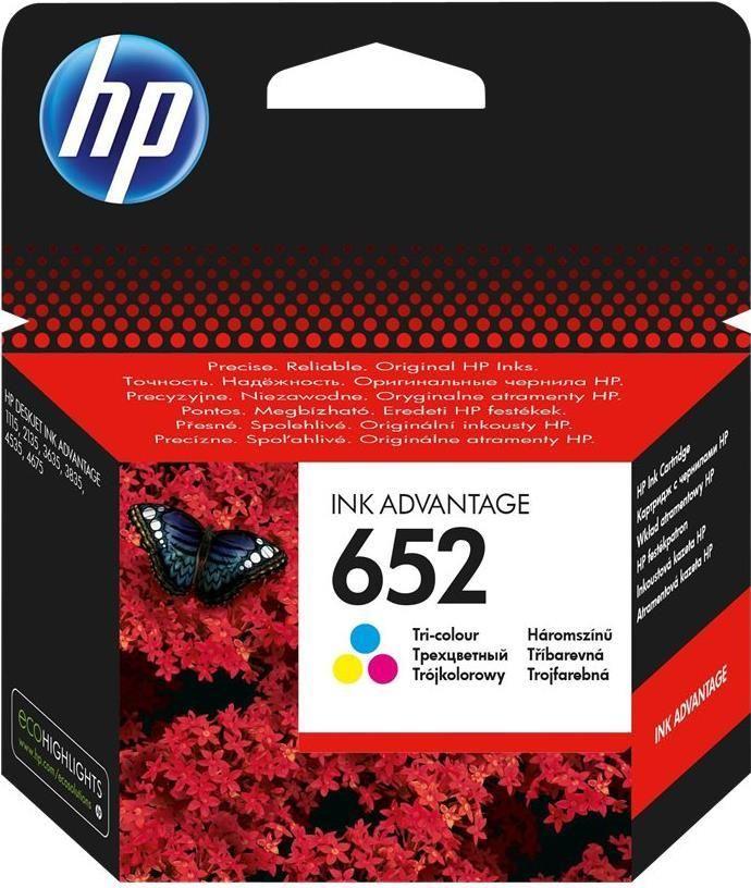 Tinteiro HP 652 Tricolor (200 páginas - Ciano, Magenta e Amarelo)