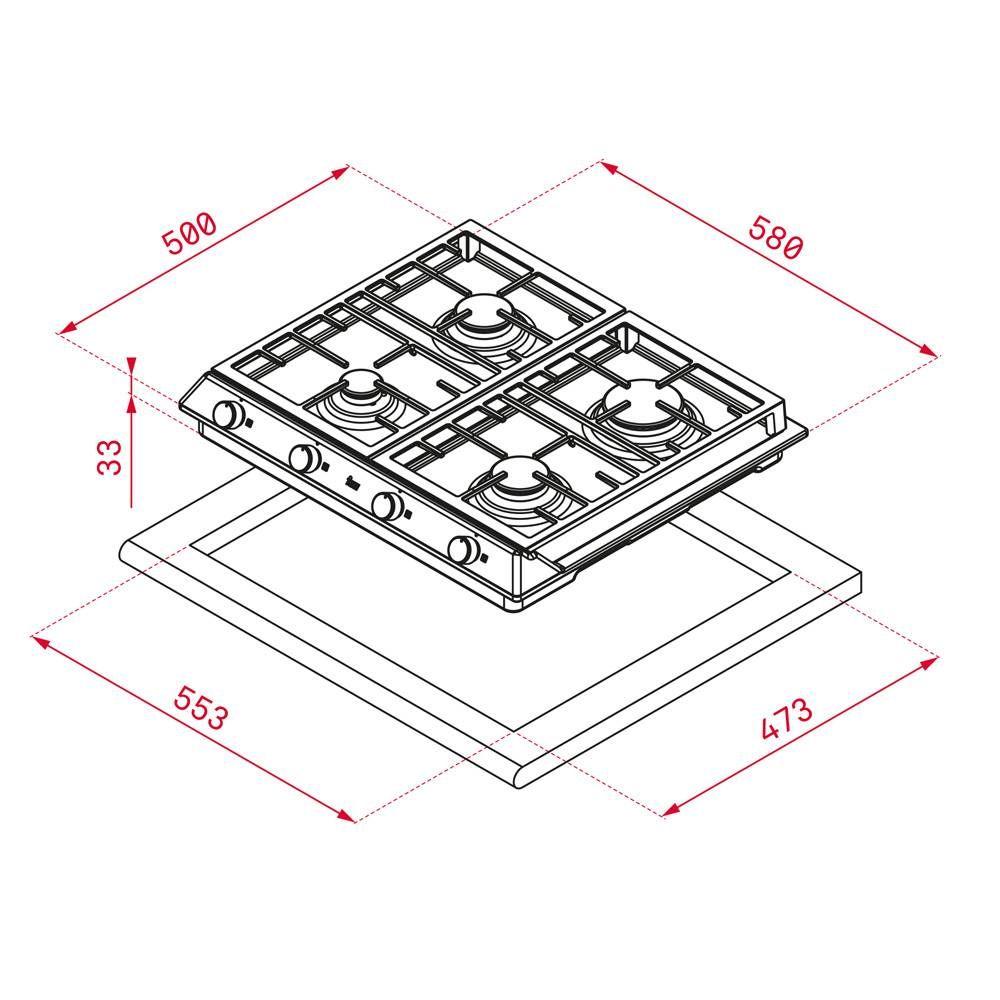 Placa a Gás Encastre TEKA EX 60.1 4G AI AL CI BTN (4 zonas - Aço inoxidável - Rotativo - Inox), miniatura 3