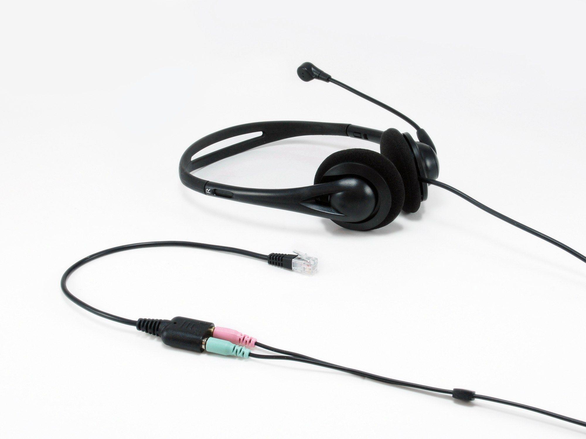 Cabo Adaptador de Áudio EQUIP 147944 (RJ-9 Macho para 2 x Jack 3,5 mm Fêmea - 0,25 m - Preto), miniatura 2