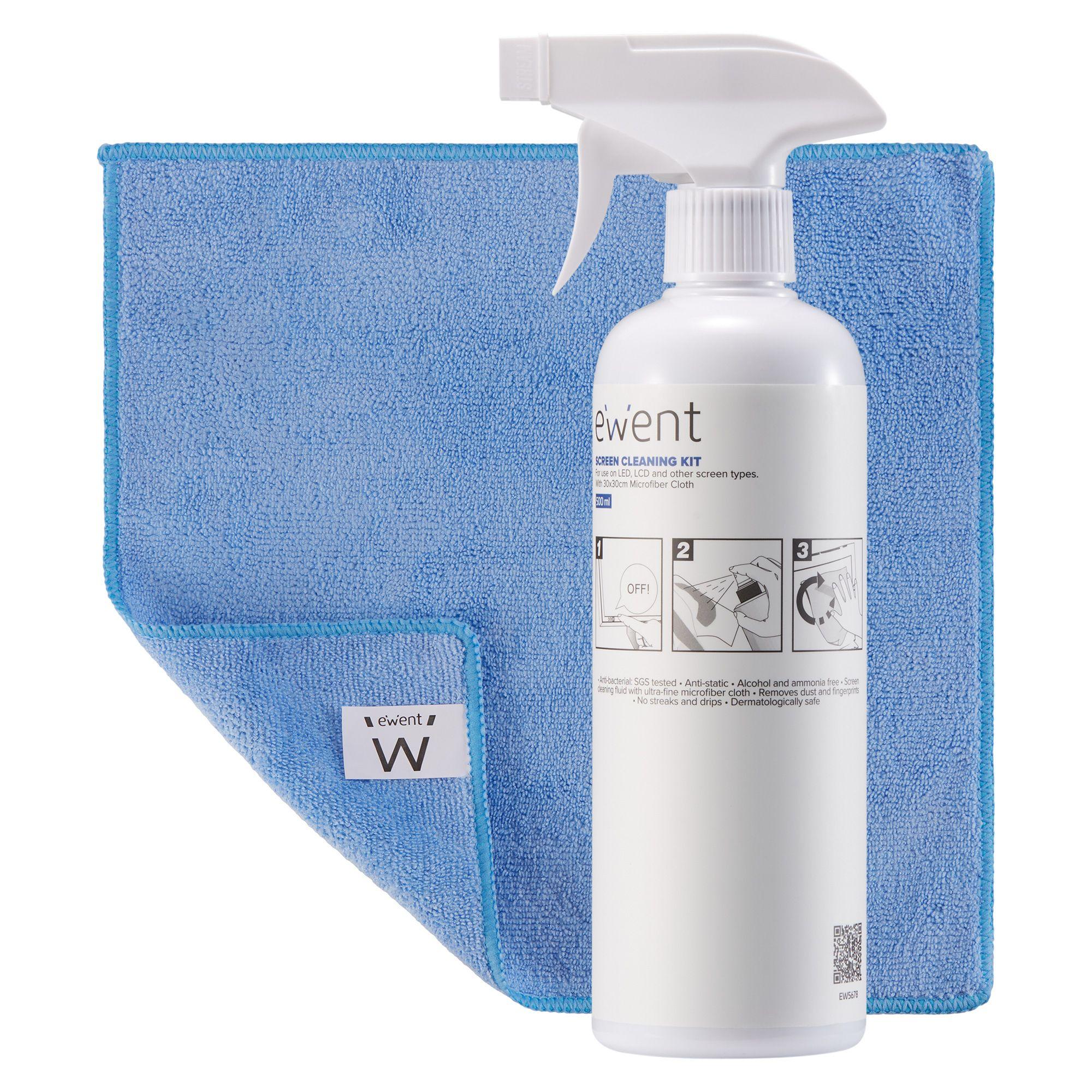 Kit de Limpeza de Ecrãs EWENT EW5678 (Ecrãs/Plásticos, Universal - Azul e Branco)