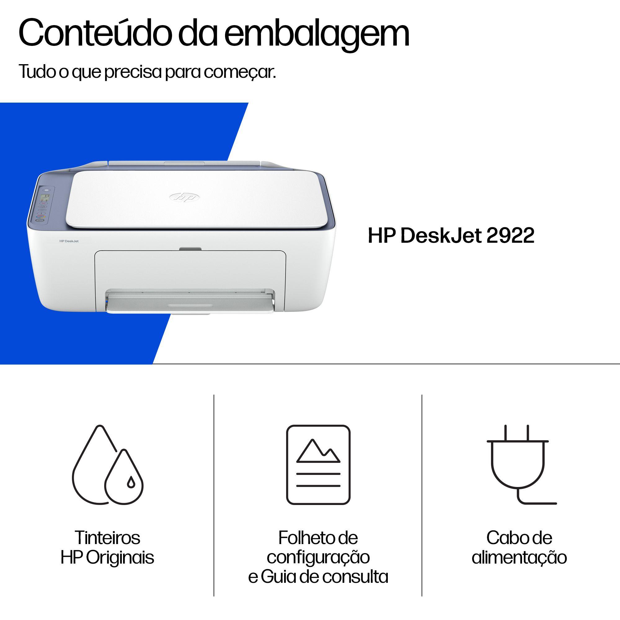 Impressora Multifunções HP DeskJet 2922 (A4 - Impressão a cores - 60 folhas - Branco), miniatura 5