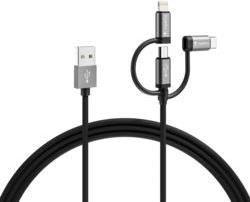 Cabo USB VARTA 57937 101 111 (2 m - USB-A - Micro-USB, USB-C e Lightning - Preto)