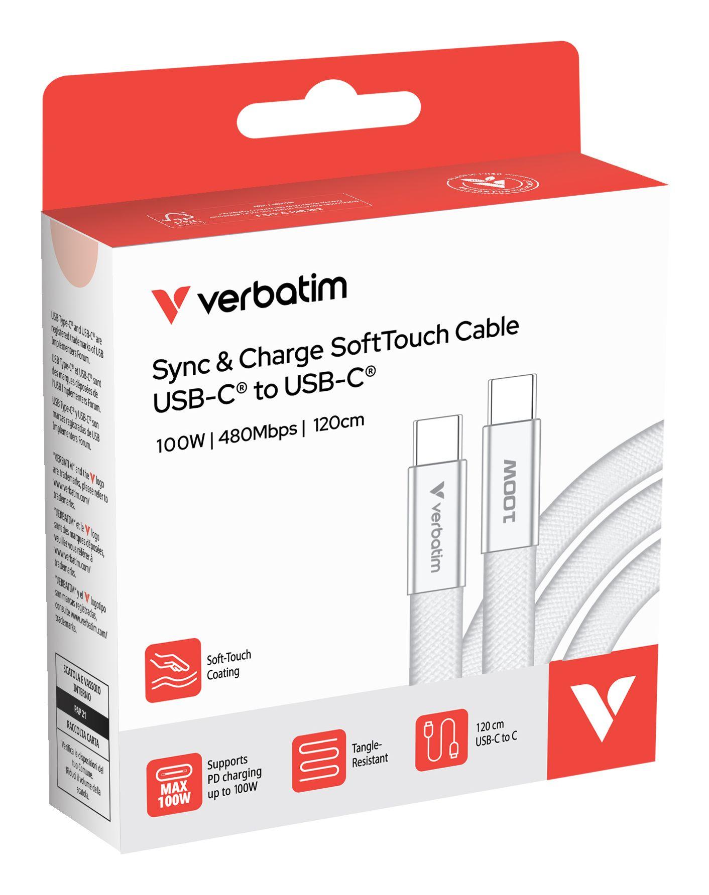 Cabo USB-C VERBATIM 30277 (1,2 m - USB C - Branco) — miniatura 3