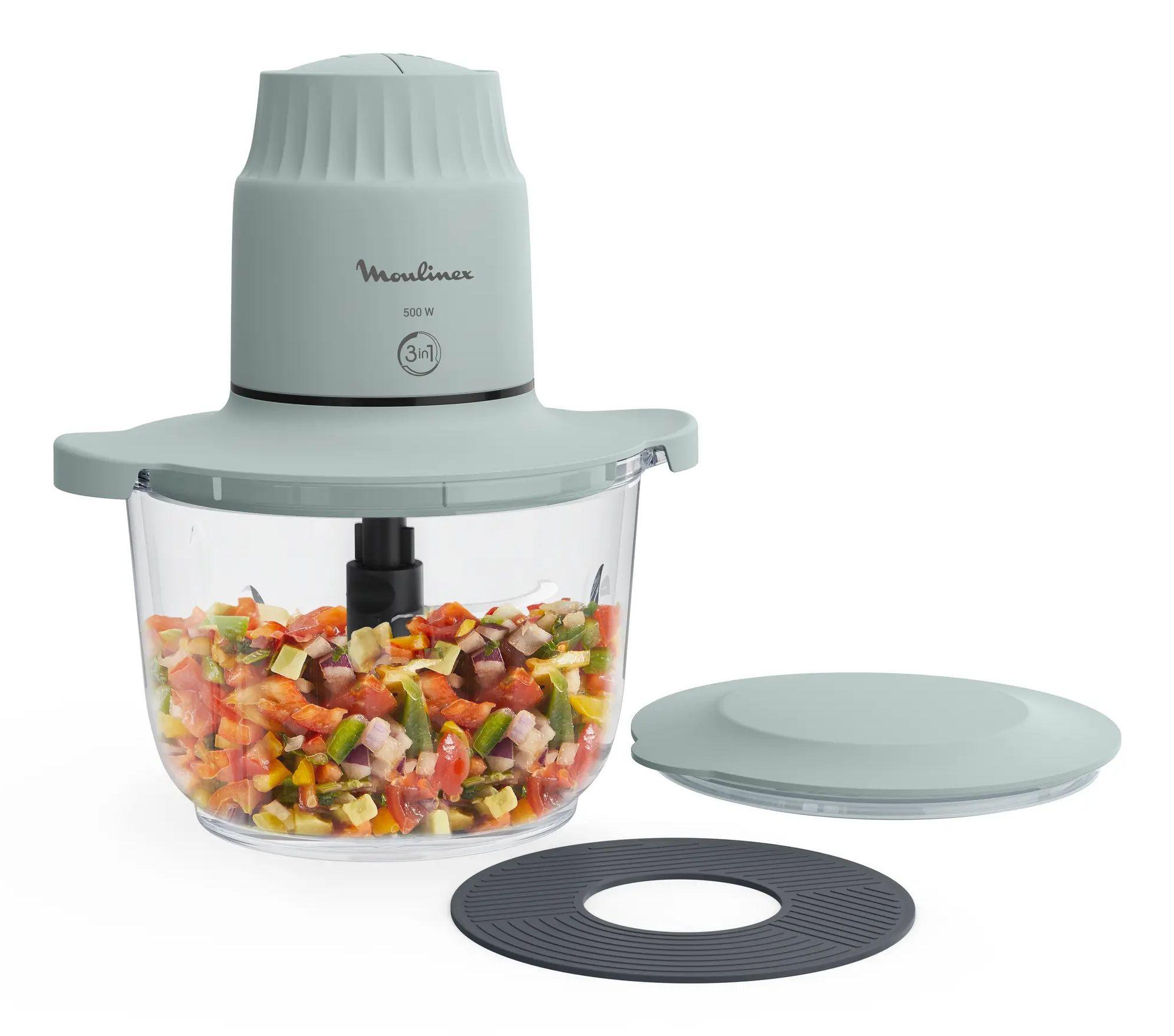 Picadora MOULINEX Choppeo DJ603110 (500 W - 1 l - Vidro - Cinzento e Transparente)
