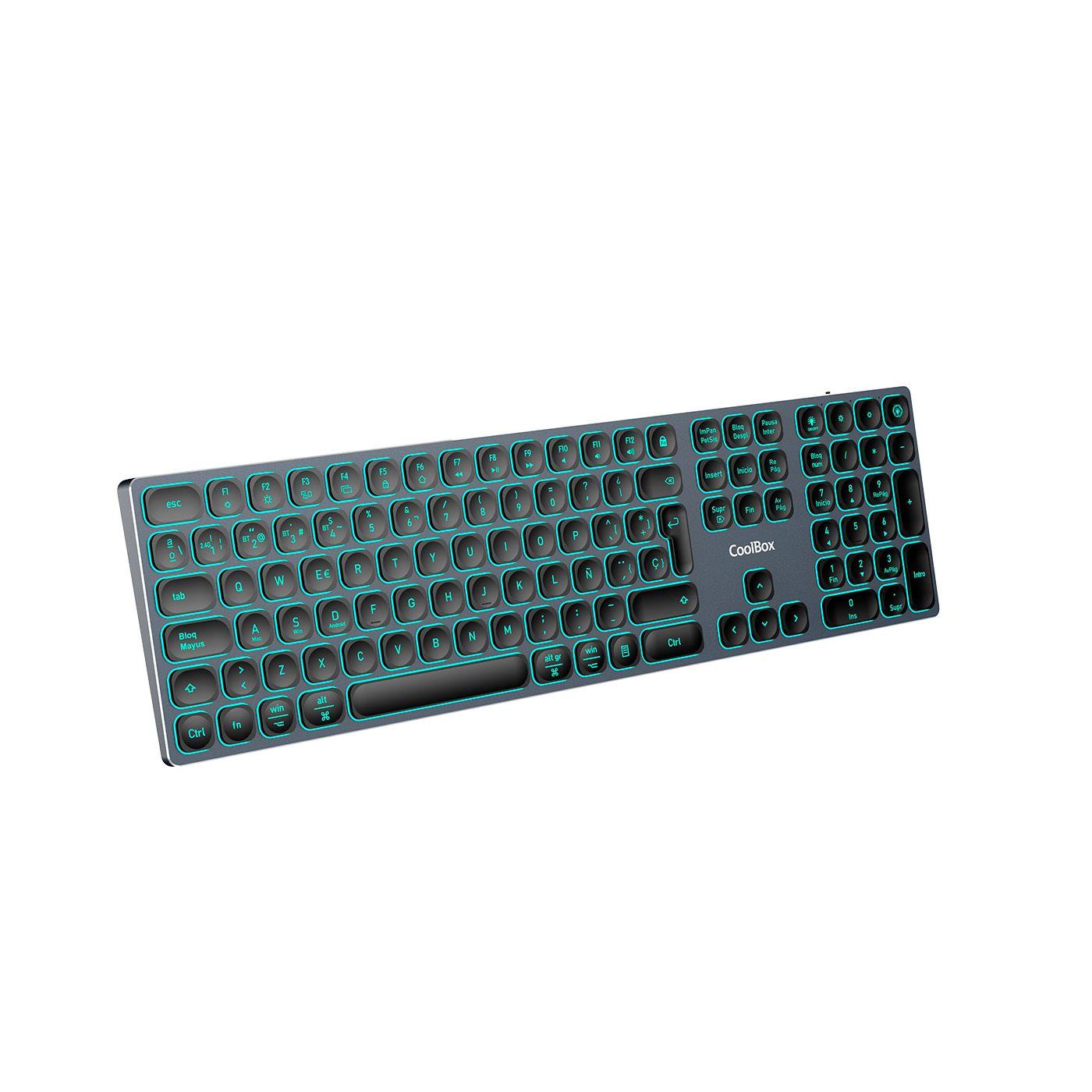 Teclado COOLBOX Moonlight Key B431 (USB + RF Wireless + Bluetooth - Cinza-escuro/Preto)