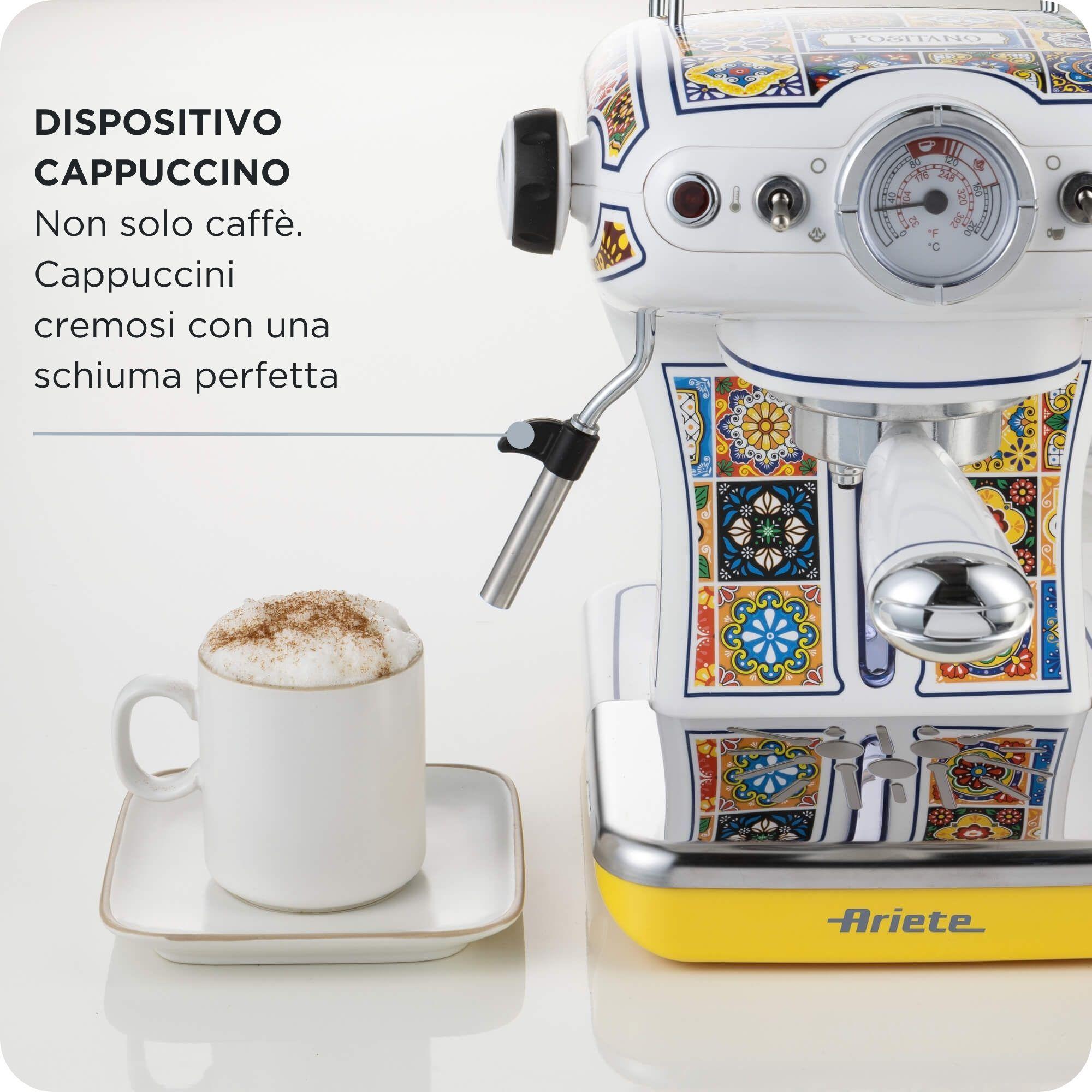 Máquina de Café Expresso Manual ARIETE 1389/1P (Café moído, Doses individuais - 850 W - 15 bar - Azul e Amarelo), miniatura 4
