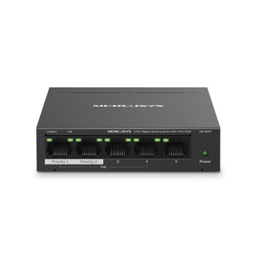 Switch de Rede MERCUSYS MS105GP (5x RJ45 - Gigabit Ethernet - 10 Gbit/s - Preto)