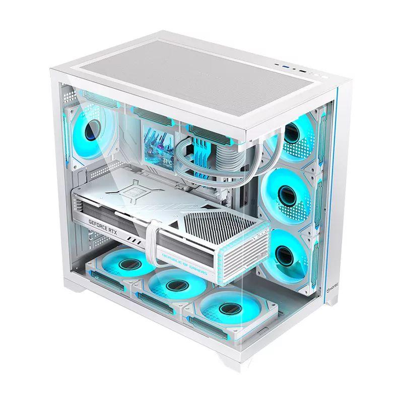 Caixa PC HIDITEC H3 PRO (ATX, micro ATX, ITX, BTF - Midi Tower - Vidro temperado - Branco) — miniatura 2