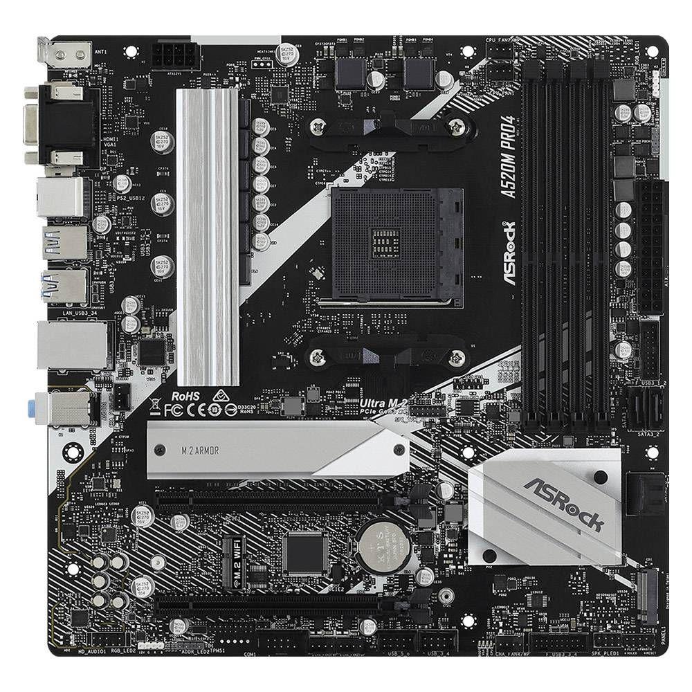 Motherboard ASROCK A520M PRO4 (AM4 - AMD Ryzen 3000 Series - Micro ATX) — miniatura 3