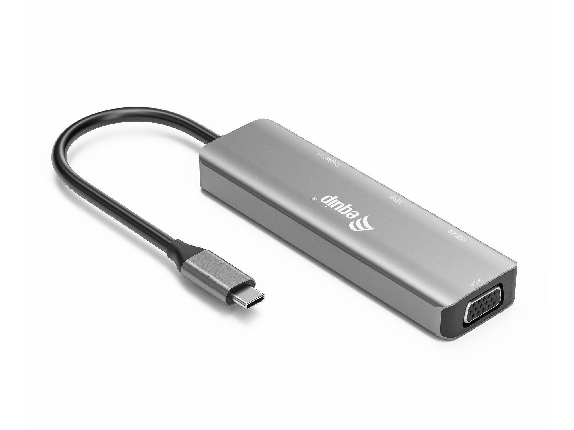 Hub USB-C Multiportas EQUIP 133485 (0,15 m - Windows, macOS e ChromeOS - Preto e Prateado), miniatura 2