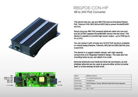 Conversor PoE MIKROTIK RBGPOE-CON-HP (Ethernet Gigabit) — miniatura 2