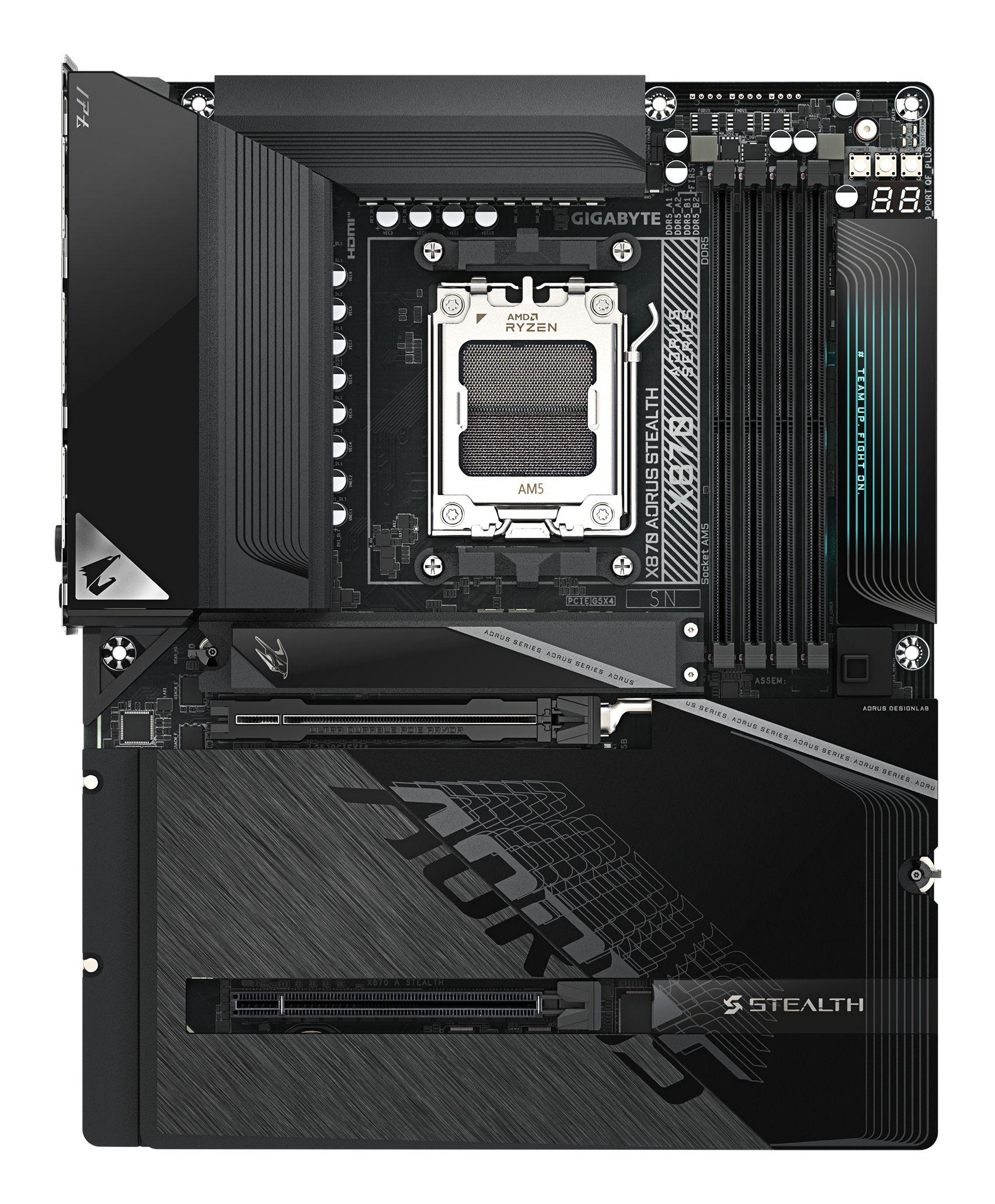 Motherboard GIGABYTE X870 AORUS STEALTH (AM5 - ATX - Duplo canal - Preto), miniatura 2