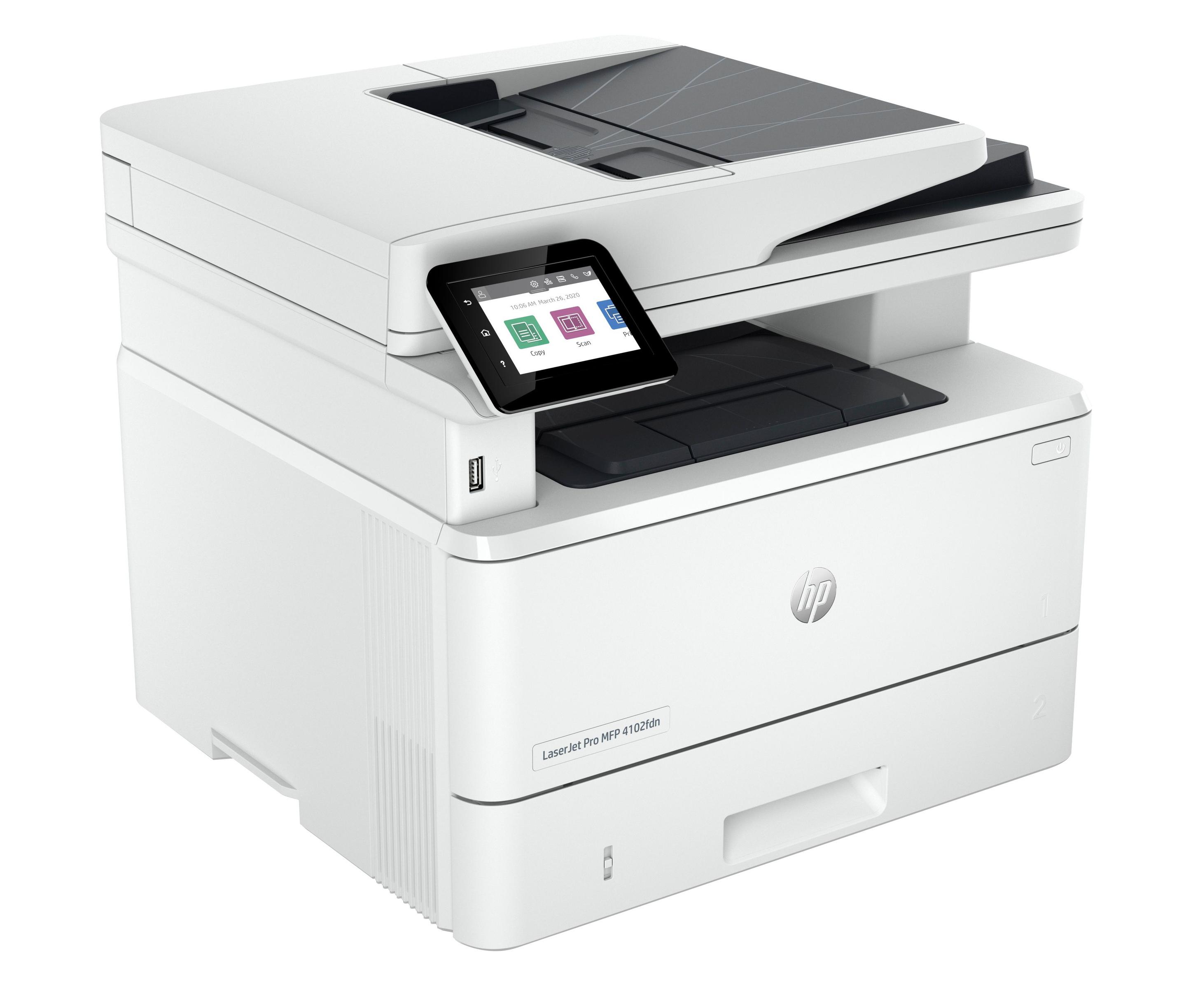Impressora Multifunções Laser HP LaserJet Pro MFP 4102fdn (A4 - Impressão a preto e branco - 350 folhas - Branco), miniatura 2