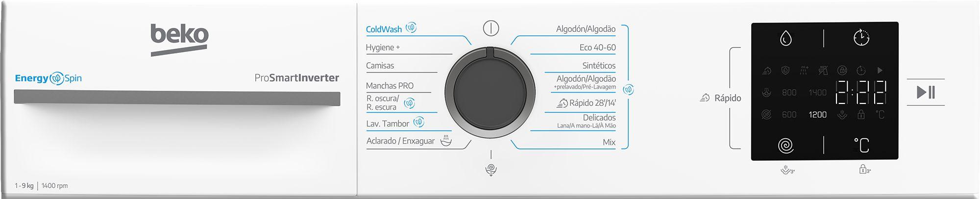 Máquina de Lavar Roupa Independente BEKO VBM3WFT39413WA (1351 RPM - B - 49 l - Branco) — miniatura 7