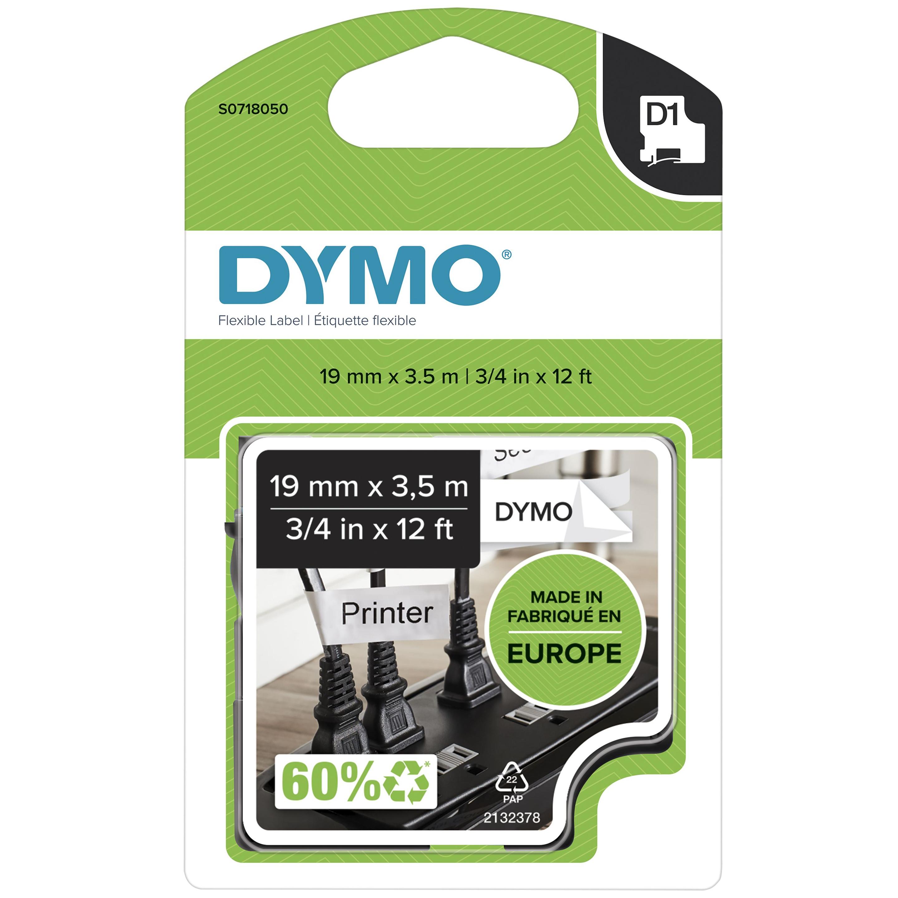 Fita de Impressão para Etiquetadora DYMO D1 S0718050 (Preto sobre Branco)