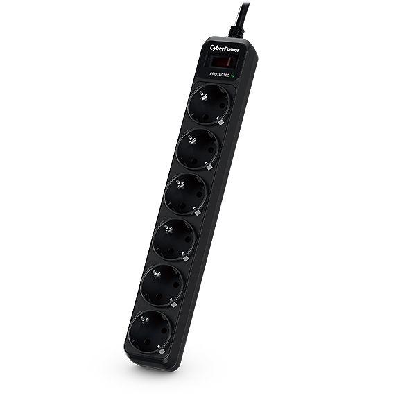 Bloco de Tomadas com Proteção Contra Sobretensões CYBERPOWER B0620SC0-DE (Tipo F - Preto)