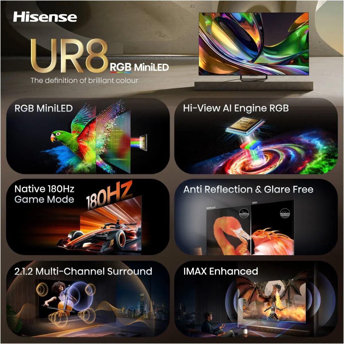 Televisão HISENSE TV 75UR8DS (75" - RGB-Mini LED - 4K Ultra HD - Preto) — miniatura 8