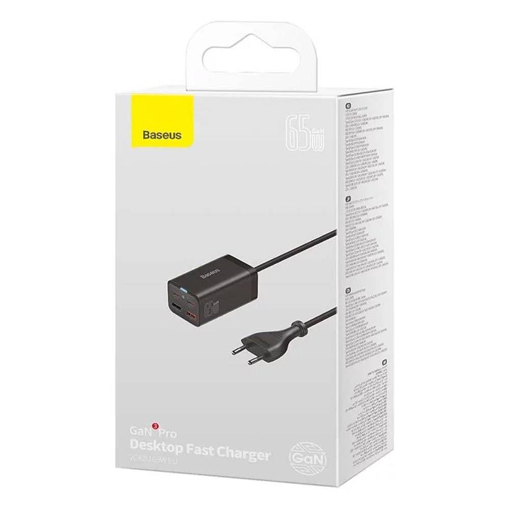 Carregador de Mesa BASEUS GaN3 Pro 65W (65 W - QC4+, PD3.0 - Preto) — miniatura 6