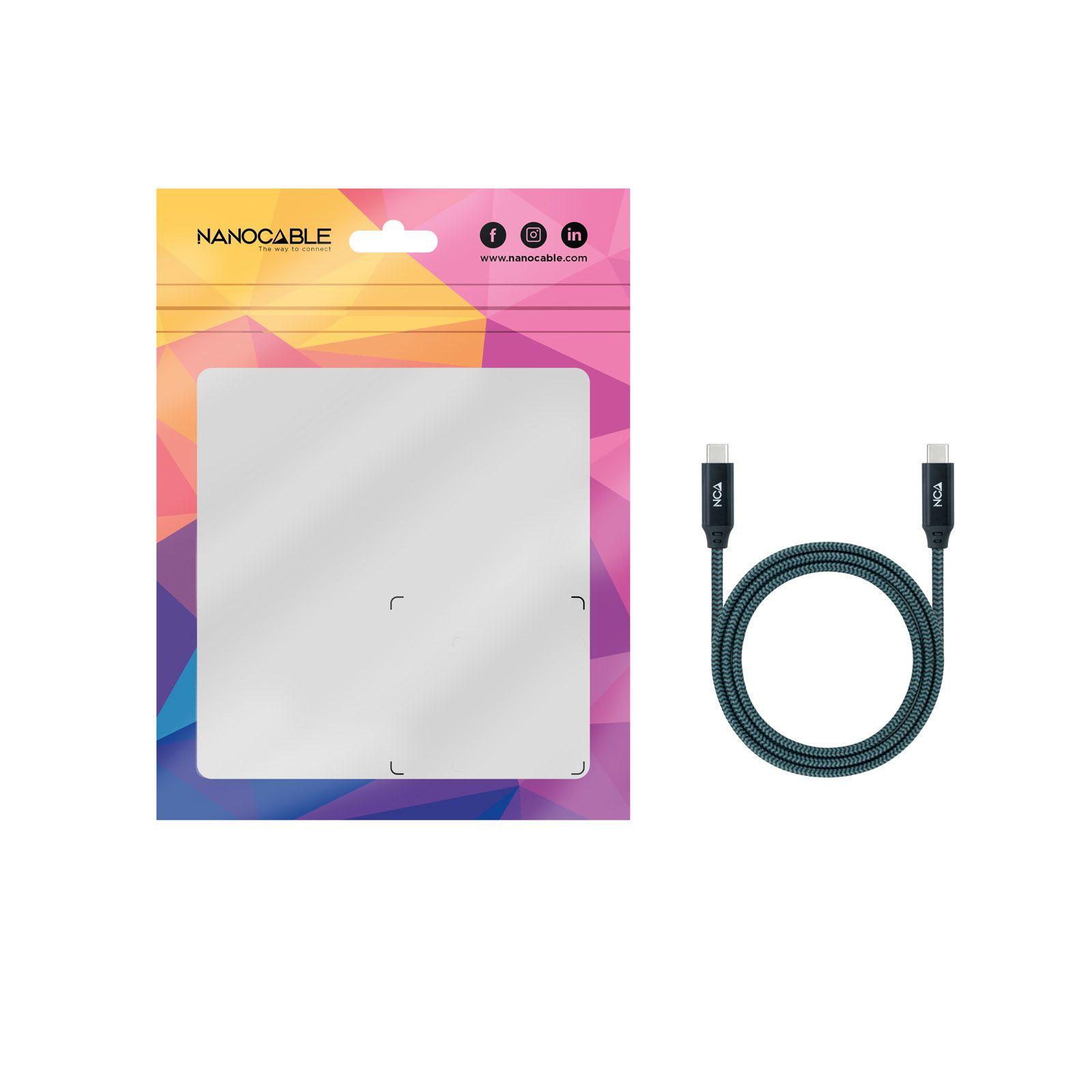 Cabo USB-C NANOCABLE 10.01.4302-COMB (2 m - USB C - Verde-azulado, Preto e Cinzento) — miniatura 4