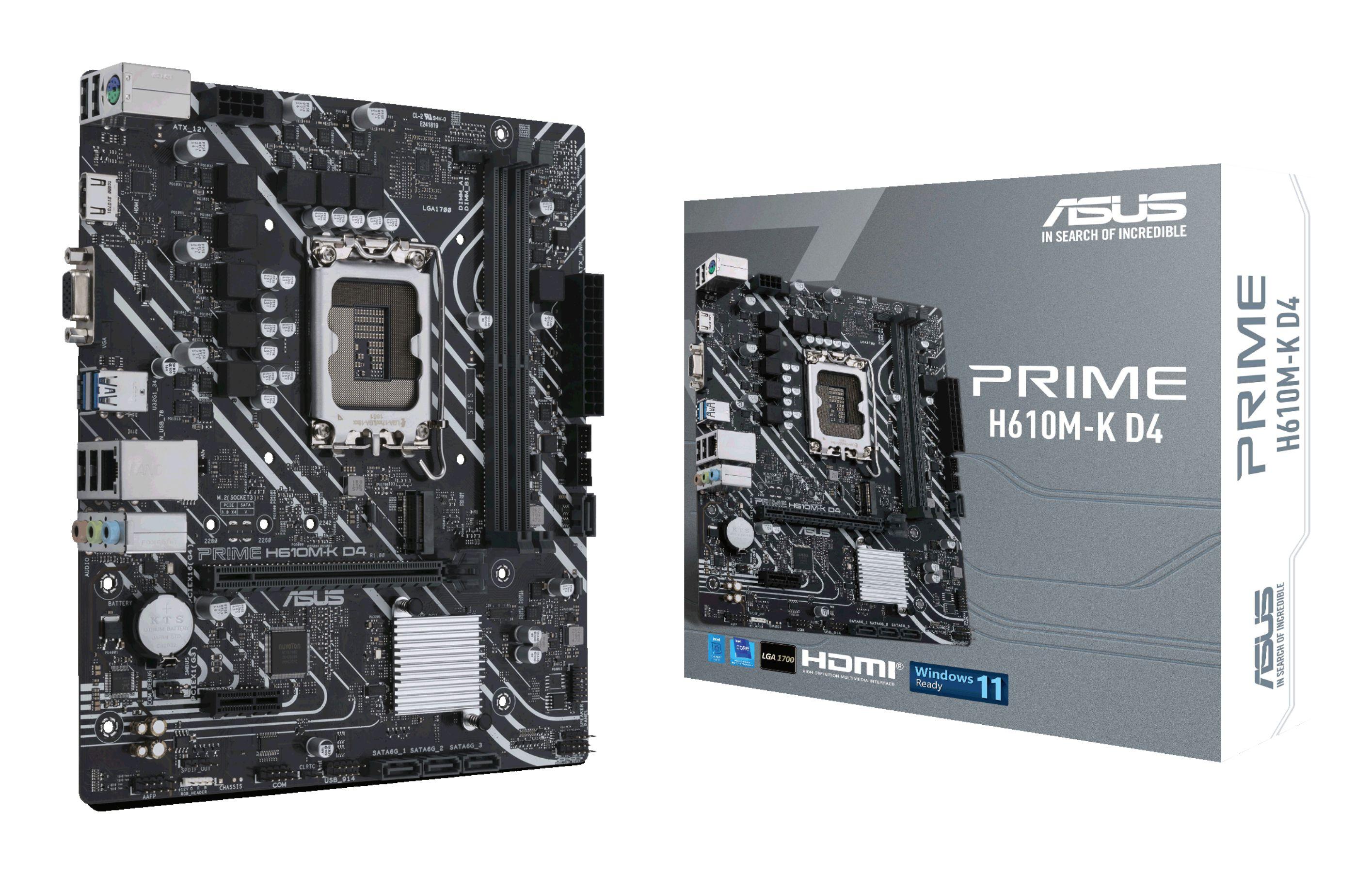 Motherboard ASUS Prime H610M-K D4 (LGA 1700 - micro-ATX - Duplo canal - Preto)