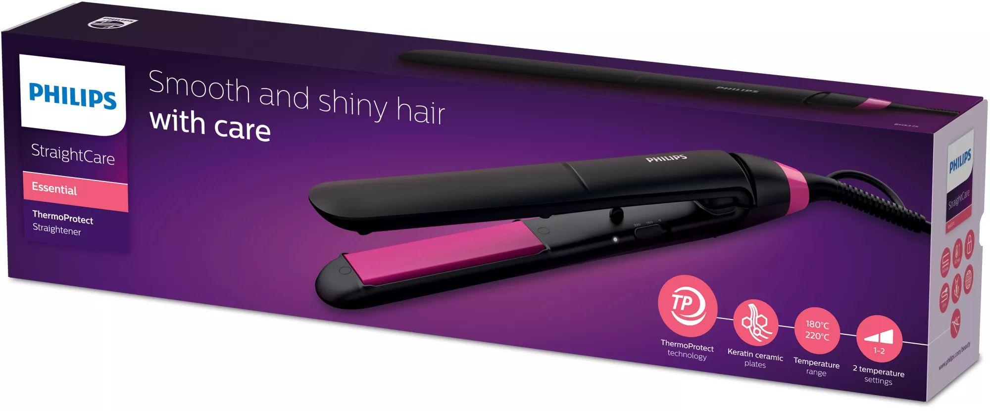 Alisador de Cabelo PHILIPS StraightCare Essential BHS375/00 (28 x 100 mm - Preto e Rosa) — miniatura 2