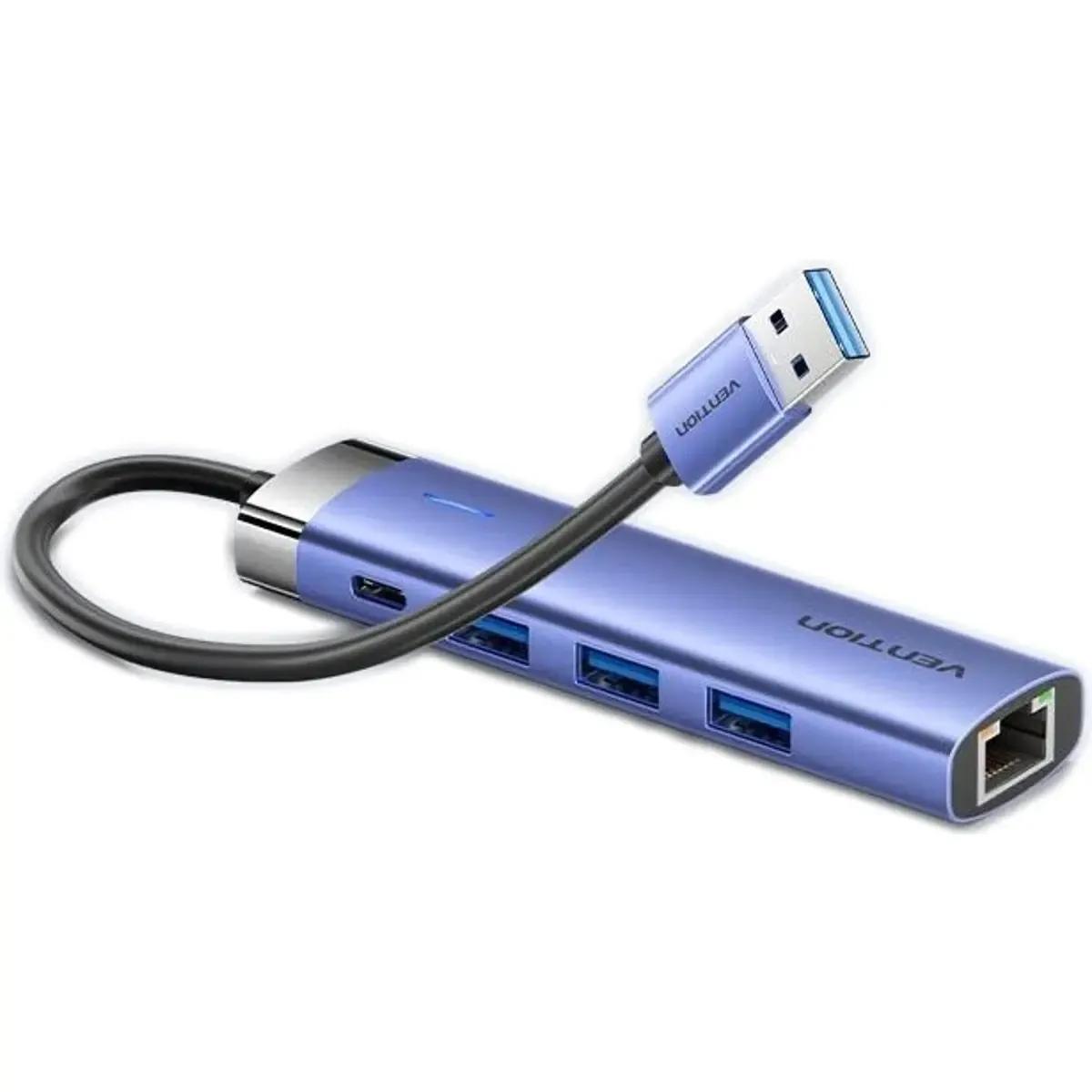 Hub USB VENTION TGFSB (RJ45, USB-A 3.2 Gen 1, USB-C - Azul) — miniatura 2