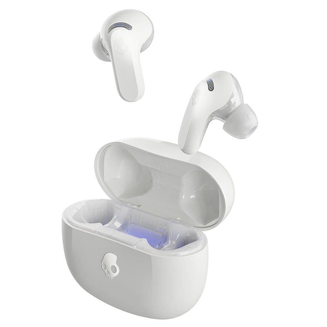 Auscultadores SKULLCANDY Rail ANC (Binaural - Bluetooth 5.2 - Intra-aural - Marfim/Laranja)